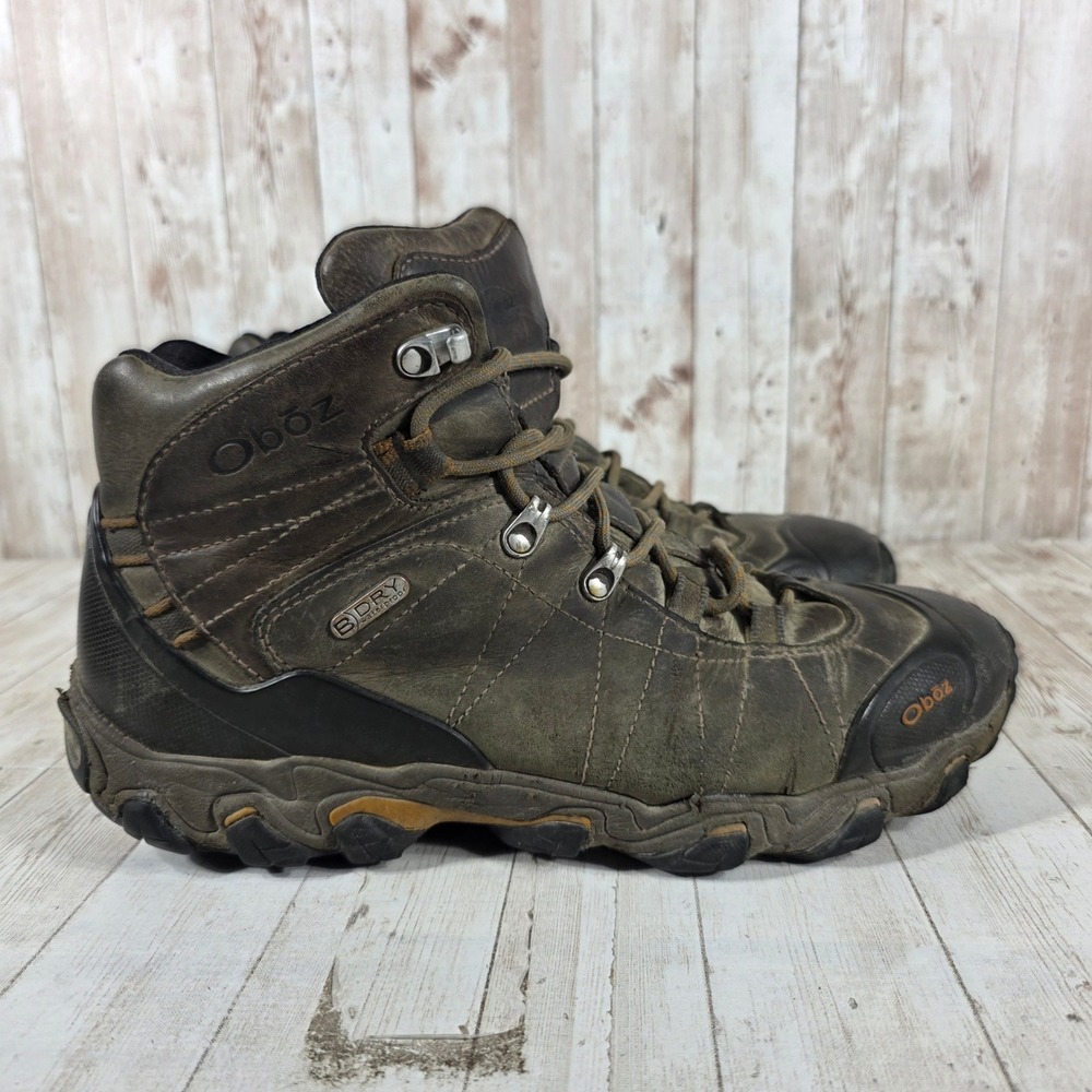 Oboz Bridger B-DRY Waterproof Hiking Boots Mens 11 Brown Leather Mid Top Trail